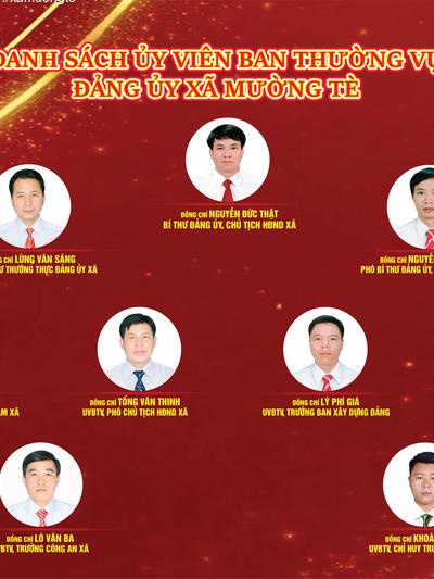 Danh sách Ủy viên Ban Thường vụ Đảng ủy xã