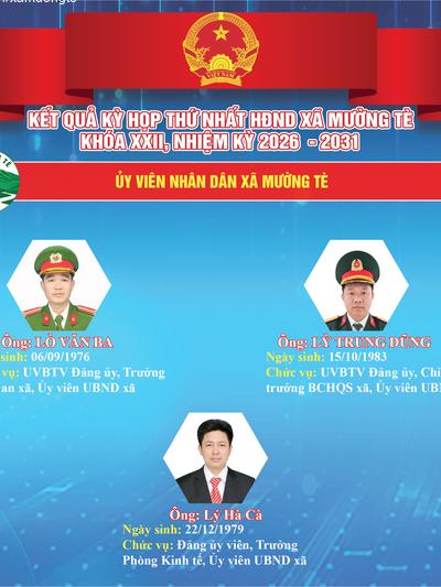 Ủy viên UBND xã khóa XXII, nhiệm kỳ 2026 - 2031